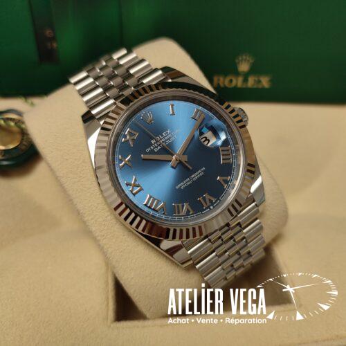 Rolex DateJust 41 Blue de 2023 cadran bleu chiffres romains full set