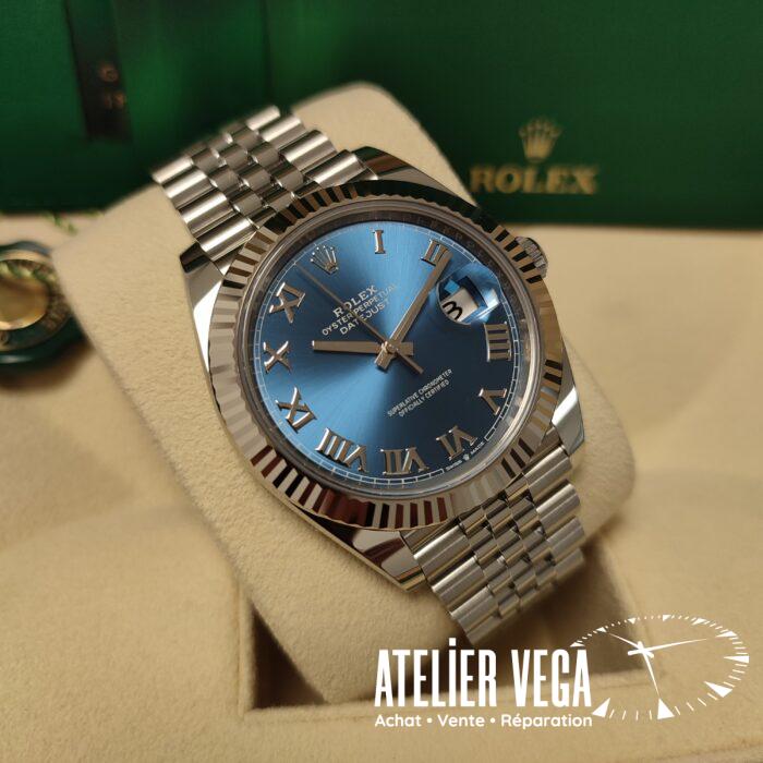 Rolex DateJust 41 Blue de 2023 cadran bleu chiffres romains full set