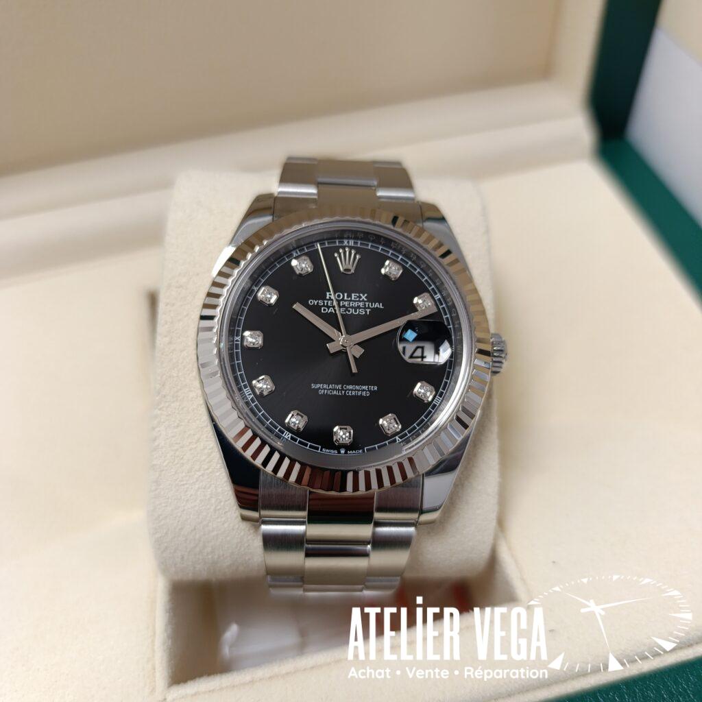 Rolex DateJust 41 Black & Diamants Ref 126334 de 2022