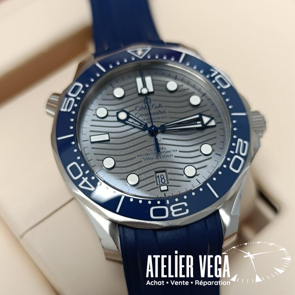 Omega Seamaster Diver 300m Cadran gris Lunette Bleue Full Set de 2022