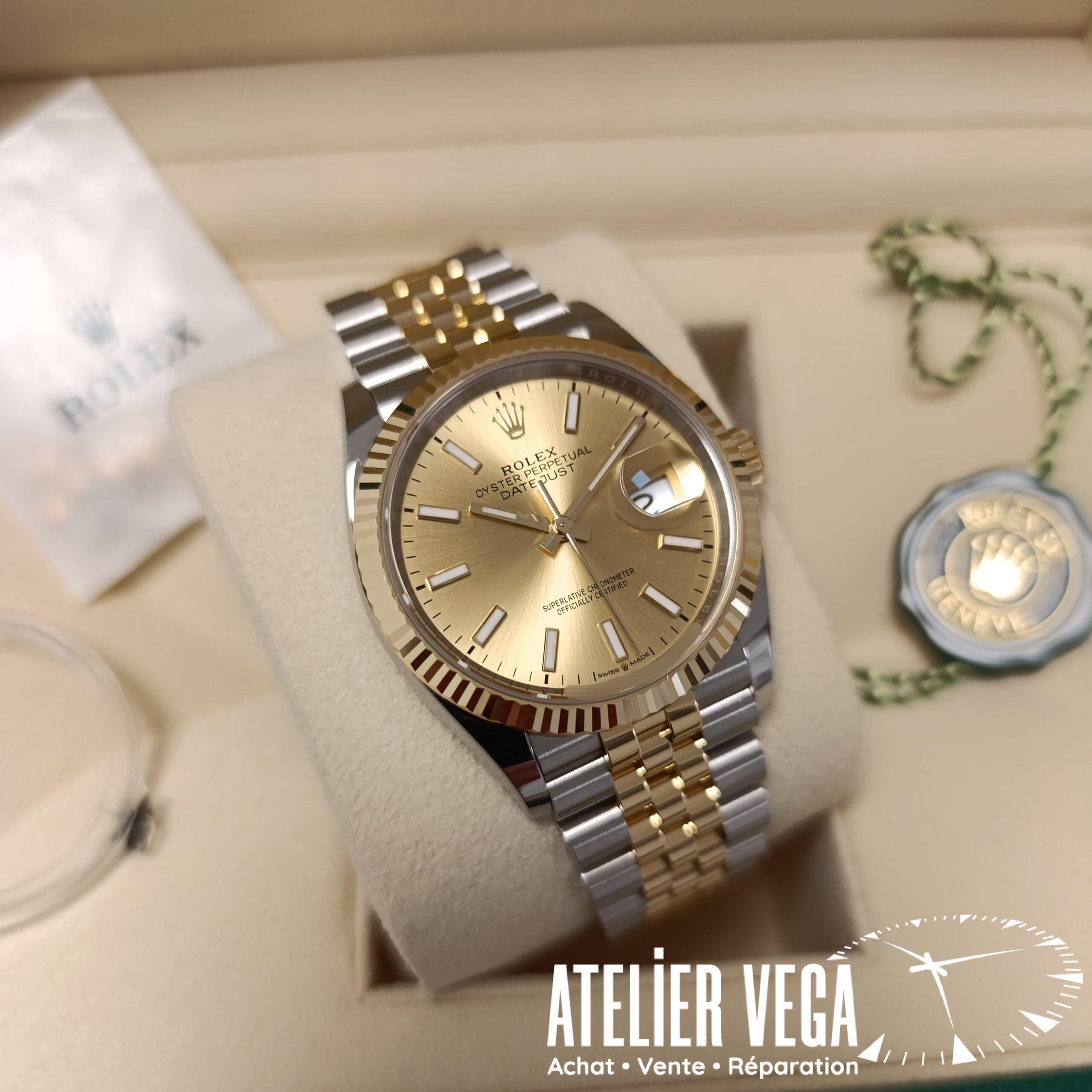 Rolex DateJust 36mm 126233 Or Jaune & Acier Cadran Champagne, Full Set de 2024