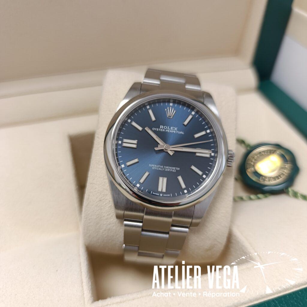 Rolex Oyster Perpetual 41mm Bleue de 2023 en très bon état