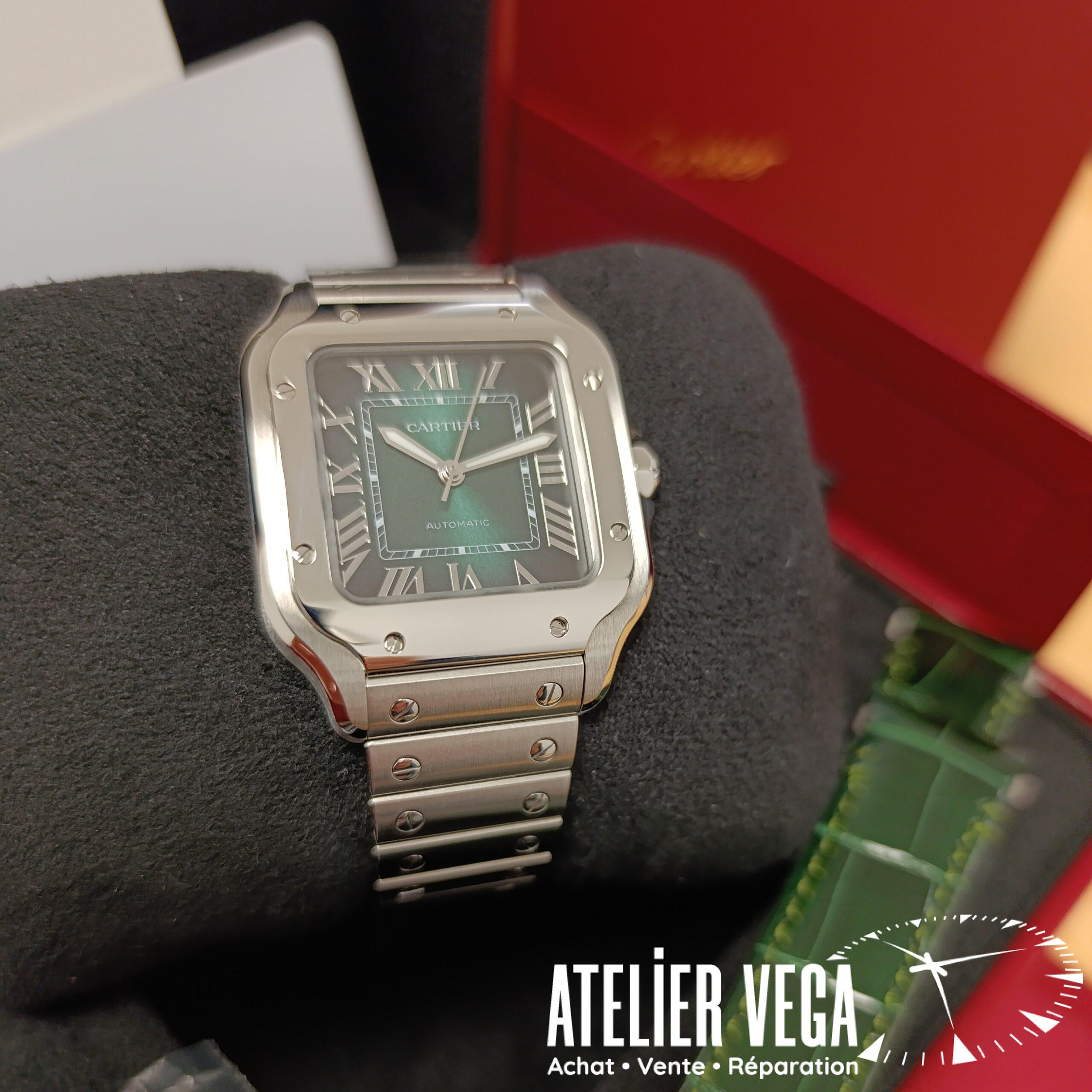 Santos de Cartier Medium Cadran Vert de 2025 Full Set