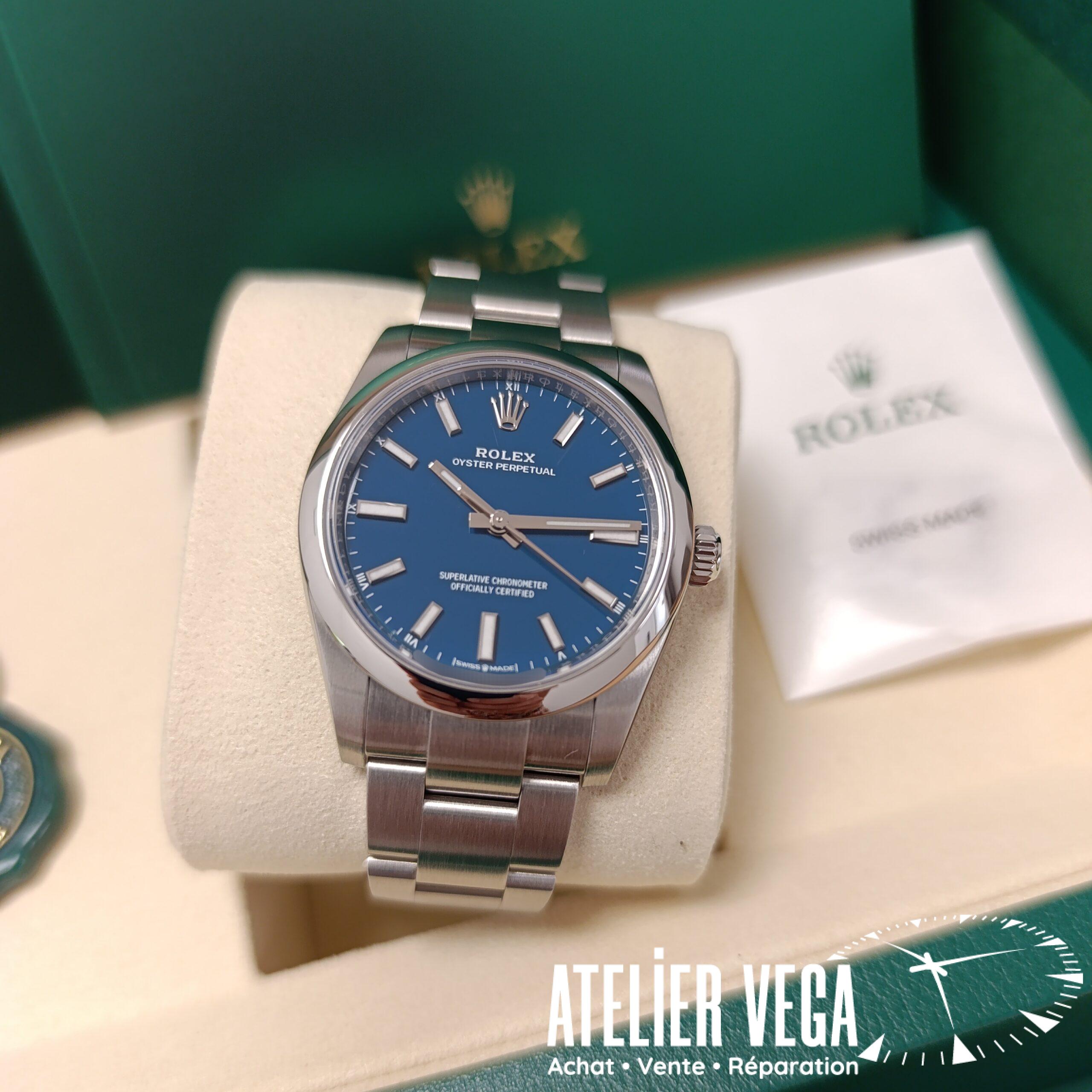 Rolex Oyster Perpetual 34mm Med Blue 08/2025 Full Set