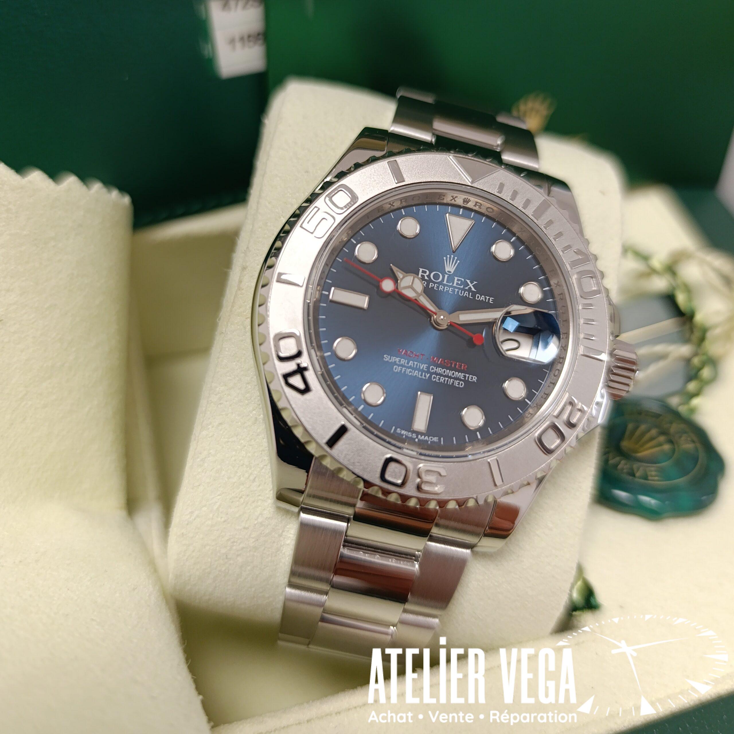 Rolex Yacht-Master 116622, cadran bleu, full set de 2015 en très bon état