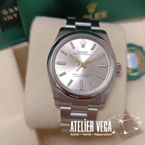 Rolex OP 34mm Silver de 2023, full set en très bon état