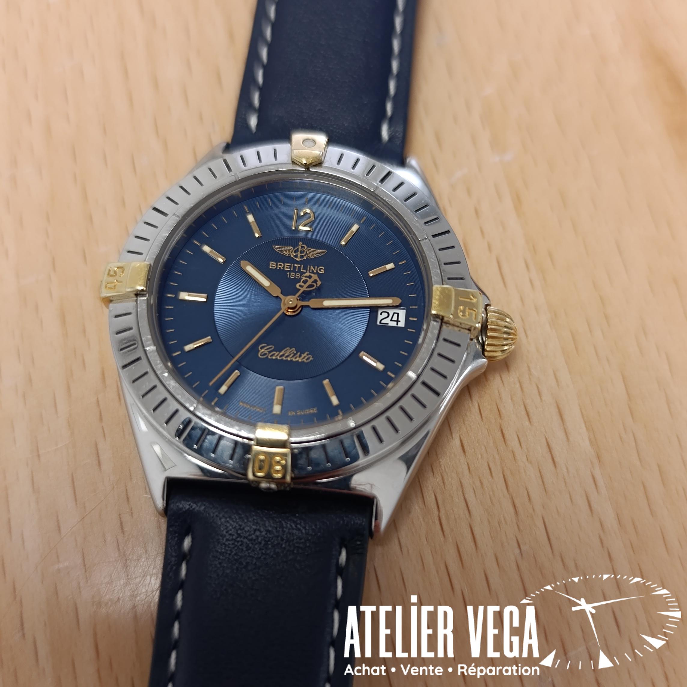 Breitling Callisto B75045 Vintage 34mm cadran bleu